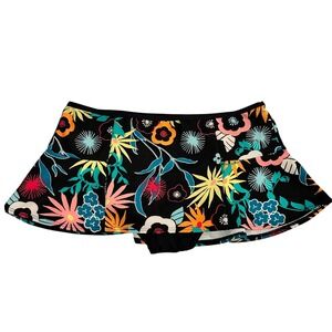 Coco Rave Womens XL Tropical Floral Bikini Swimsuit Skirt Black Pink NEW Beach